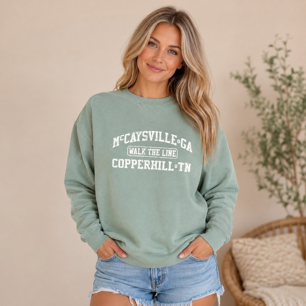 Walk The Line GA/TN Souvenir Sweatshirt Women's Large Retro Granola Girl Cozy